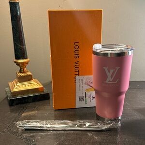 Pink Logo Travel Tumbler with Clear Lid